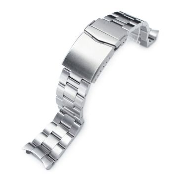 Super-O Boyer Watch Band for Seiko SKX007 SKX009 SKX011, Stainless Steel - Brushed, 20mm V Diver Clasp - 22mm