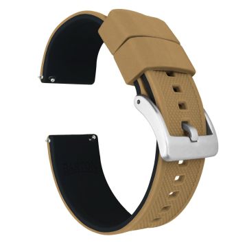 Elite Silicone Khaki Tan Top Black Bottom Watch Band - 22mm