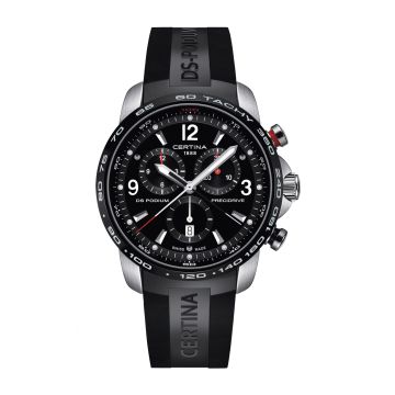 Certina DS Podium Big Size Chrono 1/100 Sec Stainless Steel / PVD / Black / Rubber