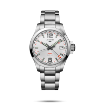 Longines Conquest V.H.P. GMT 41 Stainless Steel / Silver / Bracelet