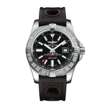 Breitling Avenger II GMT Stainless Steel / Diamond / Volcano Black / Rubber