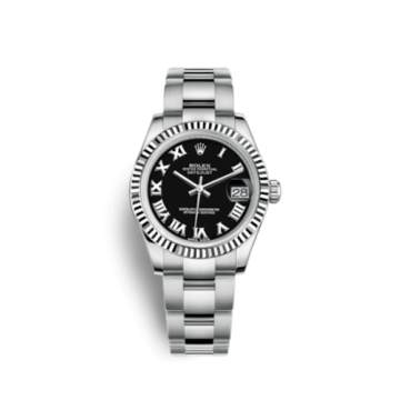 Rolex Datejust 31 Stainless Steel Fluted / Oyster / Black - Roman