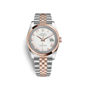 Rolex Datejust 36 Rolesor Everose Domed / Jubilee / White Roman