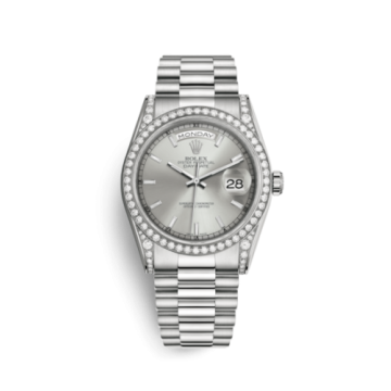 Rolex Day-Date 36 White Gold Diamonds / President / Silver