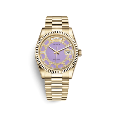 Rolex Day-Date 36 Yellow Gold Fluted / President / Lavender Jade Carousel