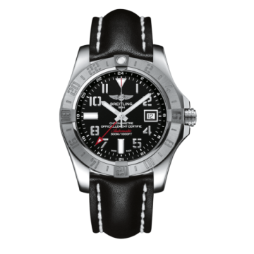 Breitling Avenger II GMT Stainless Steel / Volcano Black / Calf / Folding