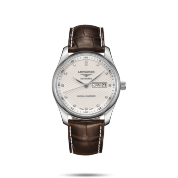 Longines Master Collection 40mm Annual Calendar Stainless Steel / Silver-Diamond / Alligator