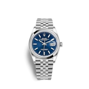 Rolex Datejust 36 Stainless Steel / Domed / Blue - Fluted / Jubilee