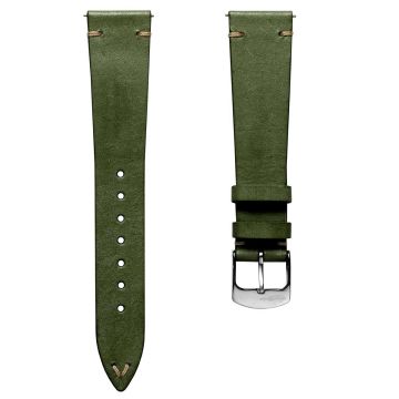 Badalassi Carlo Pueblo V-Stitch Genuine Italian Leather Watch Strap - Earth Green - 20mm