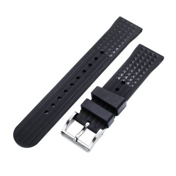 Chaffle Black FKM Rubber watch strap, 19mm to 22mm - 22mm