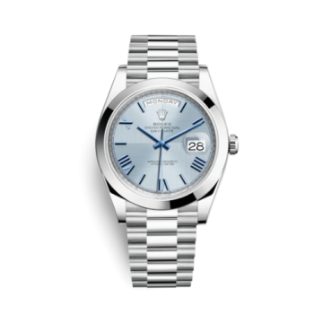 Rolex Day-Date 40 Platinum / Ice Blue Quadrant Motif