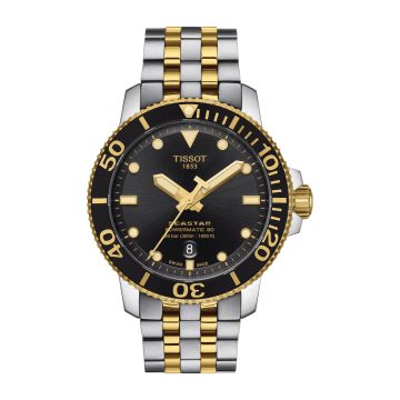 Tissot Seastar 1000 Powermatic 80 43 Stainless Steel - Yellow Gold / Black / Bracelet