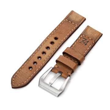 or 21mm Gunny X MT '74' Light Brown Handmade Quick Release Leather Watch Strap #41 - 21mm