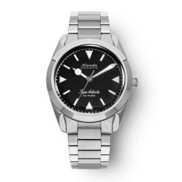 Nivada Grenchen Super Antarctic Black - White Luminova / Stainless Steel / Flat Link