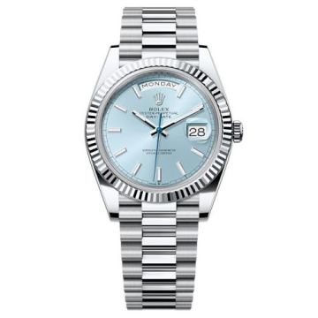 Rolex Day-Date 40 Platinum - Fluted / Ice Blue