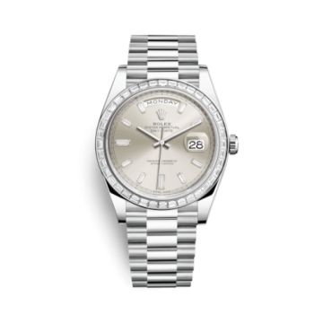 Rolex Day-Date 40 Platinum - Baguette / Silver - Baguette