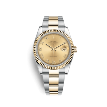 Rolex Datejust 36 Rolesor Yellow Fluted / Oyster / Champagne Roman