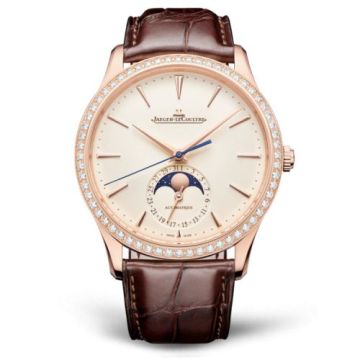 Jaeger-LeCoultre Master Ultra Thin Moon Pink Gold - Diamond / Eggshell / Alligator