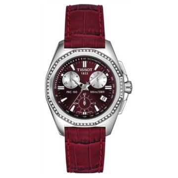 Tissot PRC 100 Chronograph Quartz 34.8 Stainless Steel / Red / Strap