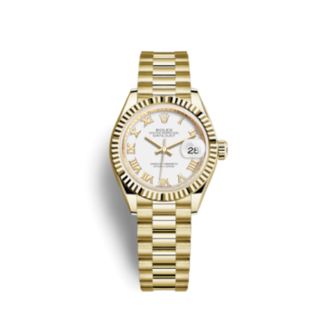 Rolex Lady-Datejust 28 Yellow Gold Fluted / President / White Roman