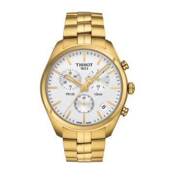 Tissot PR 100 Chronograph Quartz 41 Yellow Gold PVD / Silver / Bracelet