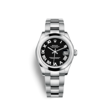 Rolex Datejust 31 Stainless Steel Domed / Oyster / Black Roman
