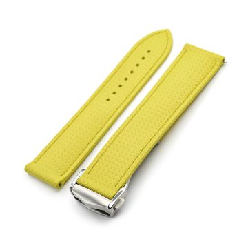 Yellow FKM37 Rubber Q.R. Deployant Watch Band, 20mm or 22mm - 22mm