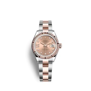 Rolex Lady-Datejust 28 Stainless Steel / Rose Gold / Fluted / Rose - Diamond / Oyster