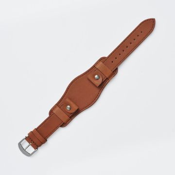 Oiled Leather Caramel Brown Bund Watch Strap - 18mm
