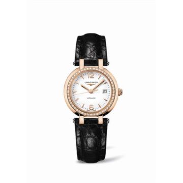 Longines PrimaLuna Automatic 30 Pink Gold Diamond Leather Arabic