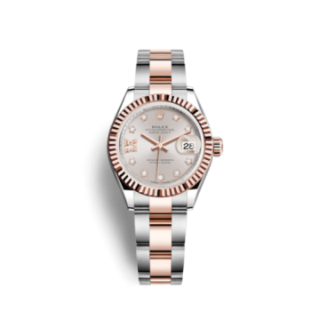 Rolex Lady-Datejust 28 Rolesor Rose Fluted / Oyster / Sundust Diamond