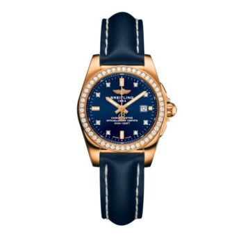 Breitling Galactic 29 Rose Gold / Diamond / Horizon Blue Diamond / Calf