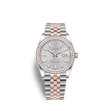 Rolex Datejust 36 Stainless Steel / Everose / Diamond / Silver - Fluted / Jubilee