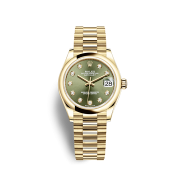 Rolex Datejust 31 Yellow Gold / Domed / Olive - Diamond / President