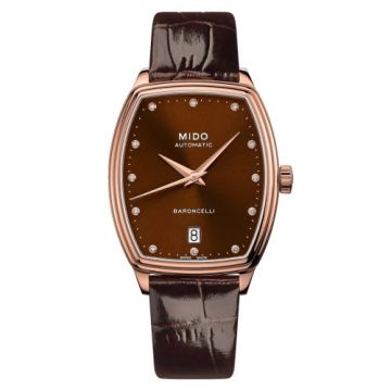 Mido Baroncelli Tonneau Lady Rose Gold / Brown - Diamond