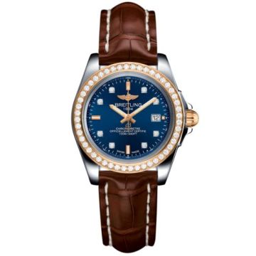Breitling Galactic 32 Sleek Edition Stainless Steel / Rose Gold / Diamond / Horizon Blue Diamond / Croco