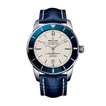 Breitling Superocean Heritage II 46 Stainless Steel / Blue / Silver / Croco / Pin