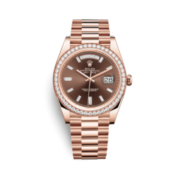 Rolex Day-Date 40 Everose - Diamond / Chocolate - Baguette