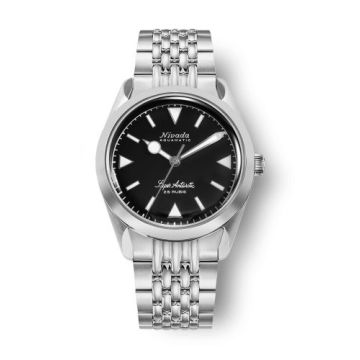 Nivada Grenchen Super Antarctic Black - White Luminova / Stainless Steel / Beads of Rice