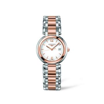 Longines PrimaLuna Quartz 30 Stainless Steel / Pink Gold / White / Bracelet