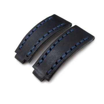 MiLTAT RX Collection Watch Strap, NERO Black Genuine Calf, Navy Blue St. Tailor-made for RX SUB & EXP - 16mm