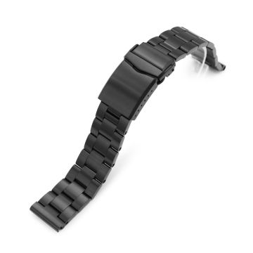 Super-O Boyer Watch Band Straight End, 316L Stainless Steel Diamond-like Carbon (DLC coating) V-Clasp - 20mm