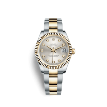 Rolex Datejust 31 Rolesor Yellow Fluted / Oyster / Silver Diamond