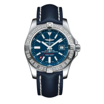 Breitling Avenger II GMT Stainless Steel / Diamond / Mariner Blue / Calf