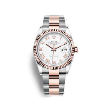 Rolex Datejust 36 Stainless Steel / Everose / Fluted / White Roman / Oyster