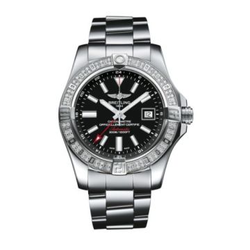 Breitling Avenger II GMT Stainless Steel / Diamond / Volcano Black / Bracelet
