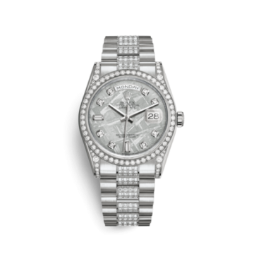 Rolex Day-Date 36 White Gold Diamonds / President Diamonds / Meteorite