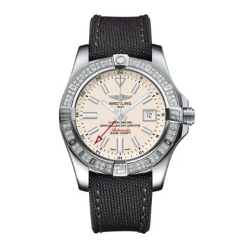 Breitling Avenger II GMT Stainless Steel / Diamond / Stratus Silver / Military