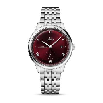 Omega De Ville Small Seconds Master Chronometer Stainless Steel / Burgundy / Bracelet