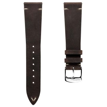 Crazy Horse V-Stitch Leather Watch Strap - Crazy Horse Dark Brown - 20mm
